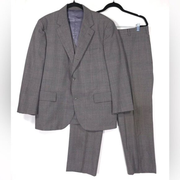 BROOKS BROTHERS MAKERS ALL WOOL 3pc Golden Fleece Size 42SH Gray Vintage